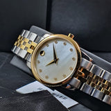 Movado Museum Classic Diamonds Mother of Pearl Dial Two Tone Steel Strap Watch For Women - 0606613 Buy Now By Movado