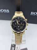 Hugo Boss Champion Black Dial Gold Steel Strap Watch for Men - 1513848 Buy Now By Hugo Boss