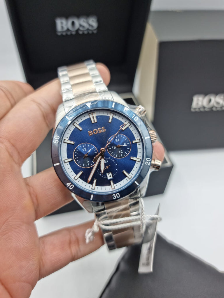 Hugo Boss Santiago Blue Dial Two Tone Steel Strap Watch for Men - 1513937 Buy Now By Hugo Boss