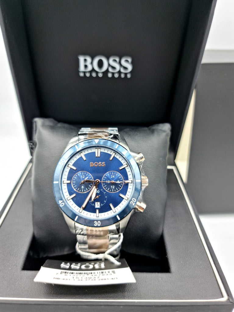 Hugo Boss Santiago Blue Dial Two Tone Steel Strap Watch for Men - 1513937 Buy Now By Hugo Boss