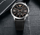Emporio Armani Giovanni Analog Black Dial Black Leather Strap Watch For Men - AR11431 Buy Now By Emporio Armani
