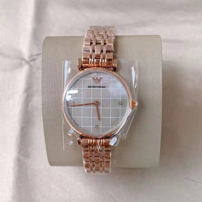 Emporio Armani Gianni T Bar Quartz Mother of Pearl Dial Rose Gold Steel Strap Watch For Women - AR11385 Buy Now By Emporio Armani