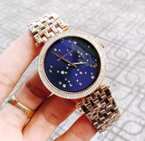 Michael Kors Darci Blue Dial Rose Gold Steel Strap Watch for Women - MK3728