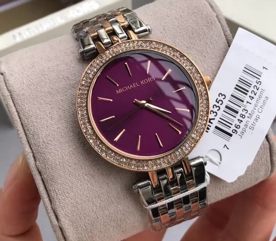 Michael Kors Darci Purple Dial Two Tone Steel Strap Watch for Women - MK3353 Buy Now By Michael Kors