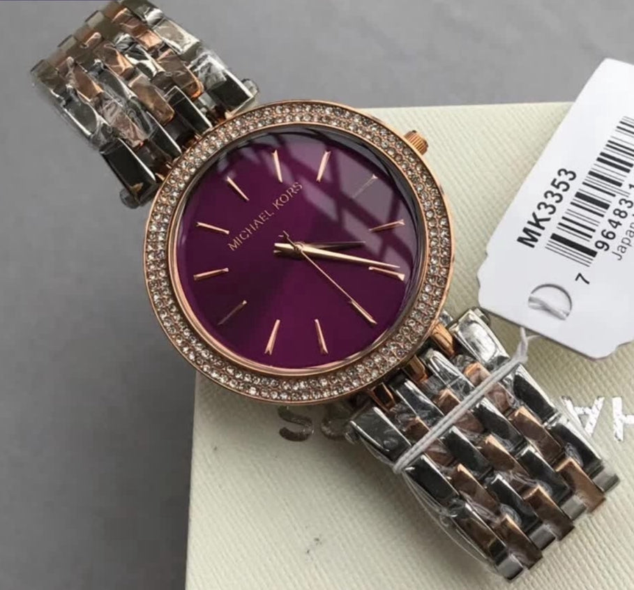 Michael Kors Darci Purple Dial Two Tone Steel Strap Watch for Women - MK3353 Buy Now By Michael Kors
