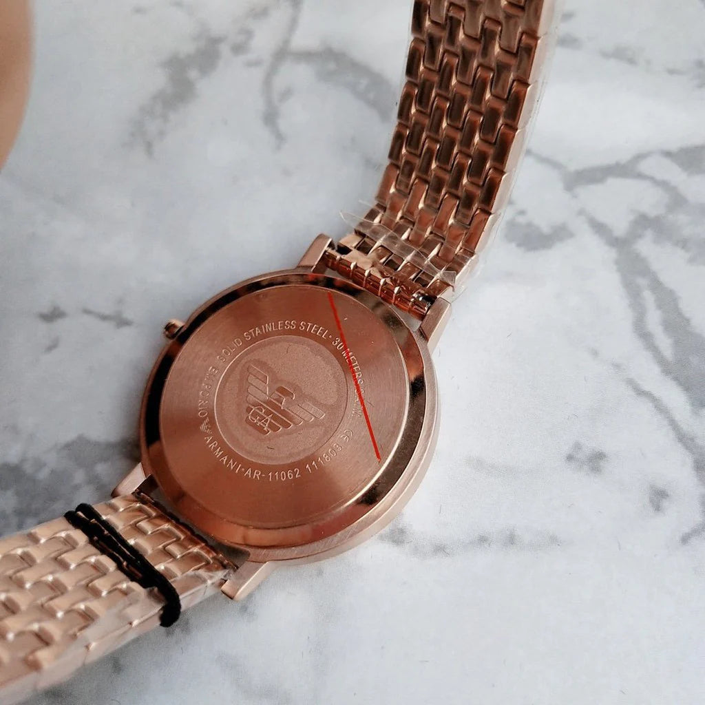 Emporio Armani Dress Quartz Rose Gold Dial Rose Gold Steel Strap Watch For Women - AR11062 Buy Now By Emporio Armani