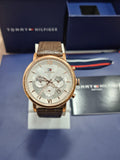 Tommy Hilfiger Evan White Dial Brown Leather Strap Watch for Men - 1710394 Buy Now By Tommy Hilfiger