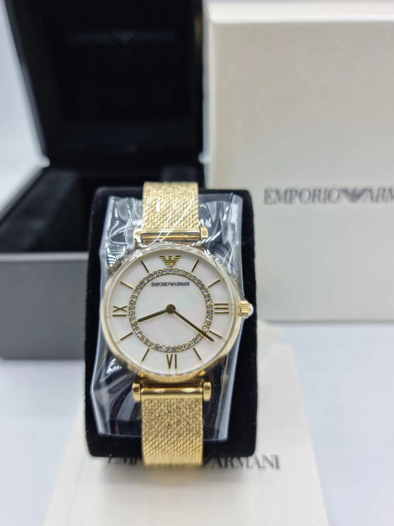 Emporio Armani Gianni T Bar Mother of Pearl Dial Gold Mesh Bracelet Watch For Women - AR11321 Buy Now By Emporio Armani