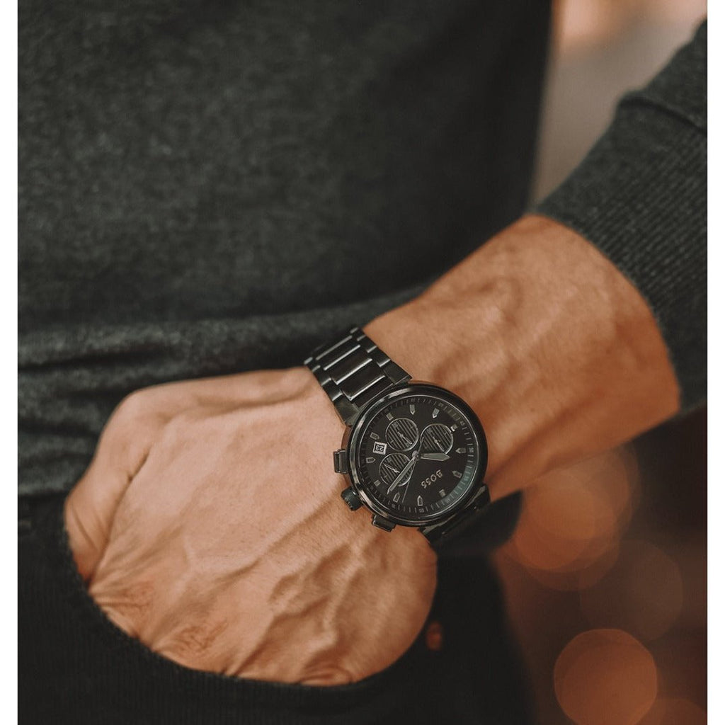 Hugo Boss One Chronograph Black Dial Black Steel Strap Watch For Men - 1514001 Buy Now By Hugo Boss