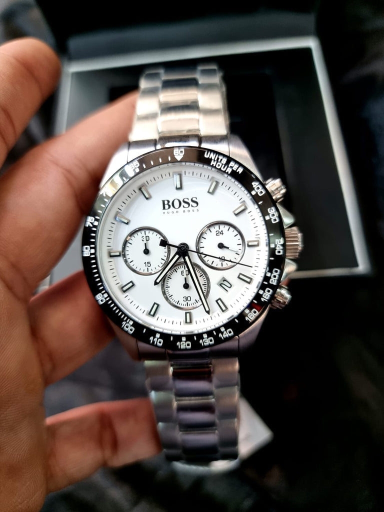 Hugo Boss Hero Chronograph White Dial Silver Steel Strap Watch for Men - 1513875 Buy Now By Hugo Boss