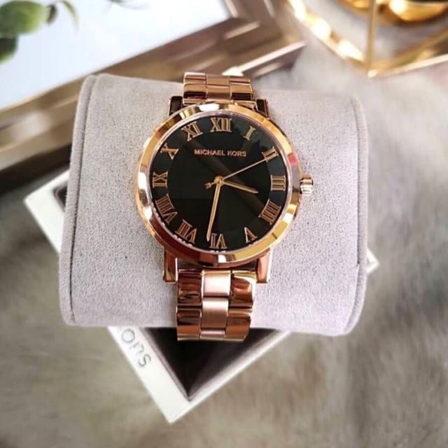 Michael Kors Noire Black Dial Rose Gold Steel Strap Watch for Women - MK3585 Buy Now By Michael Kors