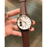 Fossil Flynn Twist Mechanical White Dial Brown Leather Strap Watch for Men - BQ2218 Buy Now By Fossil