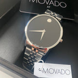 Movado Museum Classic Black Dial Silver Steel Strap Watch For Men - 606504 Buy Now By Movado