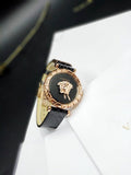 Versace Palazzo Empire Greca Black Dial Black Leather Strap Watch for Women - VEDV00719 Buy Now By Versace