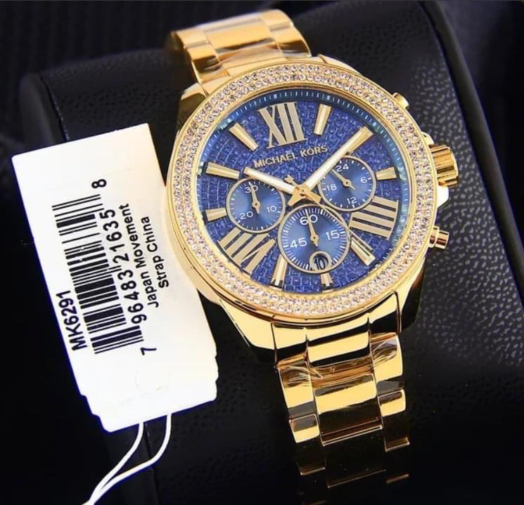 Michael Kors Wren Diamonds Blue Dial Gold Steel Strap Watch for Women - MK6291 Buy Now By Michael Kors