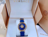 Versace Palazzo Empire Greca Quartz Blue Dial Blue Leather Strap Watch for Women - VEDV00219 Buy Now By Versace