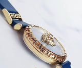 Versace Palazzo Empire Greca Quartz Blue Dial Blue Leather Strap Watch for Women - VEDV00219 Buy Now By Versace