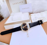 Versace Virtus Quartz Black Dial Black Leather Strap Watch for Women - VEHC00119 Buy Now By Versace