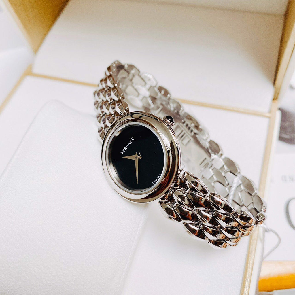 Versace V-Flare Quartz Black Dial Silver Steel Strap Watch for Women - VEBN00618 Buy Now By Versace