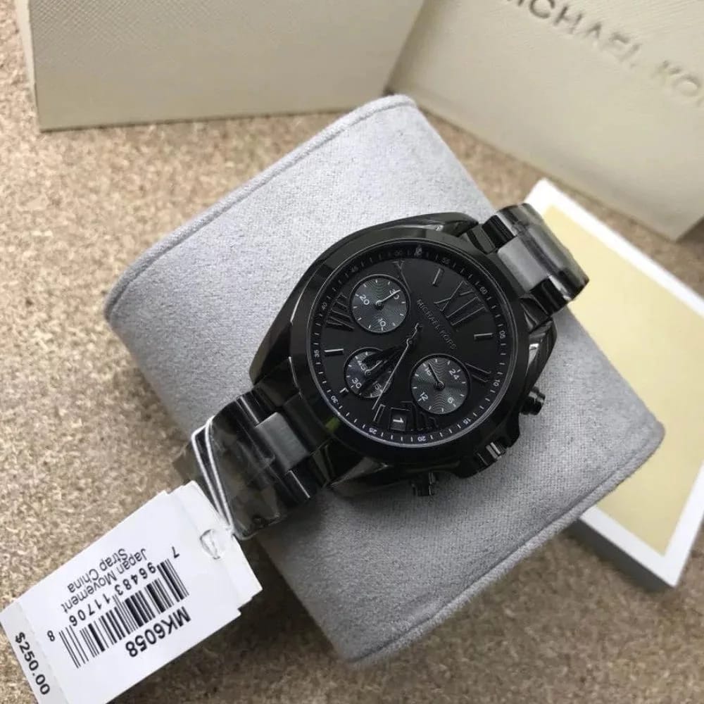 Michael Kors Bradshaw Chronograph Black Dial Black Steel Strap Watch For Women - MK6058 Buy Now By Michael Kors