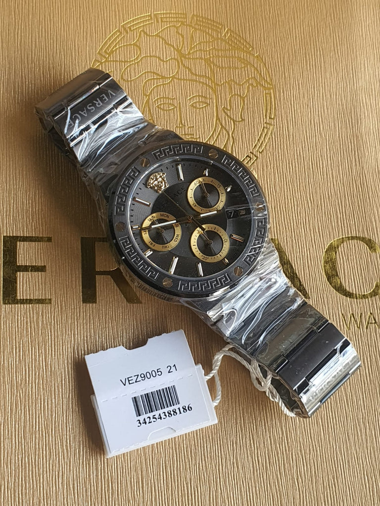 Versace Greca Icon Quartz Black Dial Black Steel Strap Watch For Men - VEZ900521 Buy Now By Versace