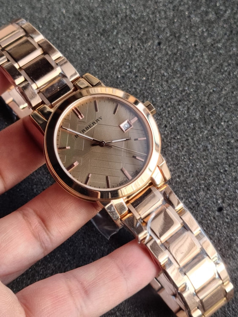 Burberry The City Rose Gold Dial Rose Gold Steel Strap Watch for Women - BU9034 Buy Now By Burberry