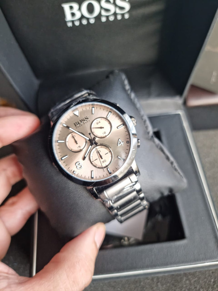 Hugo Boss Spirit Chronograph Grey Dial Grey Steel Strap Watch for Men - 1513695 Buy Now By Hugo Boss