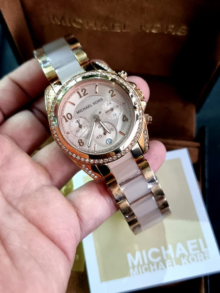 Michael Kors Blair Chronograph Rose Gold Dial Two Tone Steel Strap Watch for Women - MK5943 Buy Now By Michael Kors