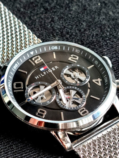 Tommy Hilfiger Chronograph Black Dial Silver Mesh Bracelet Watch for Men - 1791292 Buy Now By Tommy Hilfiger