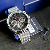 Tommy Hilfiger Chronograph Black Dial Silver Mesh Bracelet Watch for Men - 1791292 Buy Now By Tommy Hilfiger