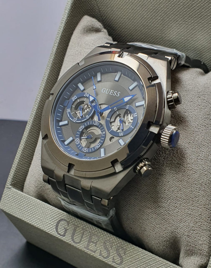 Guess Continental Grey Dial Grey Steel Strap Watch for Men - GW0260G3 Buy Now By Guess