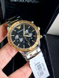 Emporio Armani Analog Chronograph Black Dial Two Tone Steel Strap Watch For Men - AR11521 Buy Now By Emporio Armani