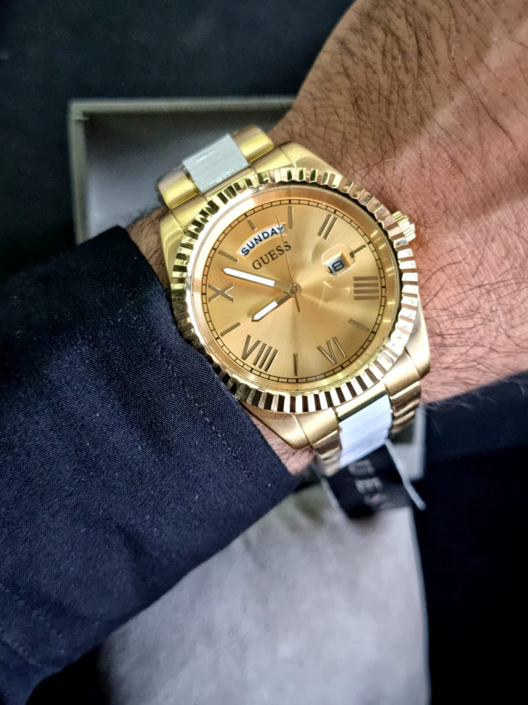 Guess Connoisseur Gold Dial Gold Steel Strap Watch for Men - GW0265G2 Buy Now By Guess