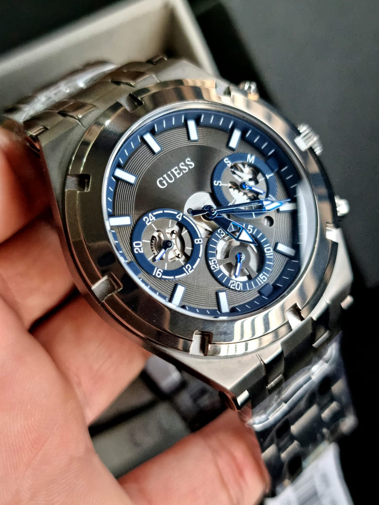 Guess Continental Grey Dial Grey Steel Strap Watch for Men - GW0260G3 Buy Now By Guess