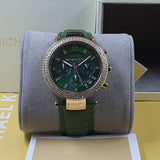 Michael Kors Parker Chronograph Green Dial Green Leather Strap Watch For Women - MK6985 Buy Now By Michael Kors