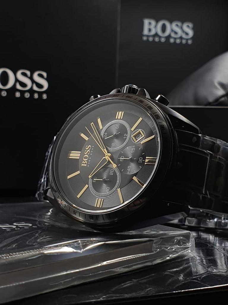 Hugo Boss Driver Black Dial Black Steel Strap Watch for Men - 1513277 Buy Now By Hugo Boss