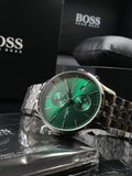 Hugo Boss Associate Green Dial Silver Steel Strap Watch for Men - 1513975 Buy Now By Hugo Boss