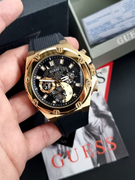 Guess Third Gear Multifunction Black Dial Black Rubber Strap Watch for Men - GW0334G2 Buy Now By Guess