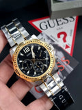 Guess Commander Chronograph Black Dial Two Tone Steel Strap Watch for Men - GW0056G4 Buy Now By Guess