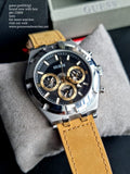 Guess Continental Multifunction Black Dial Brown Leather Strap Watch for Men - GW0262G1 Buy Now By Guess