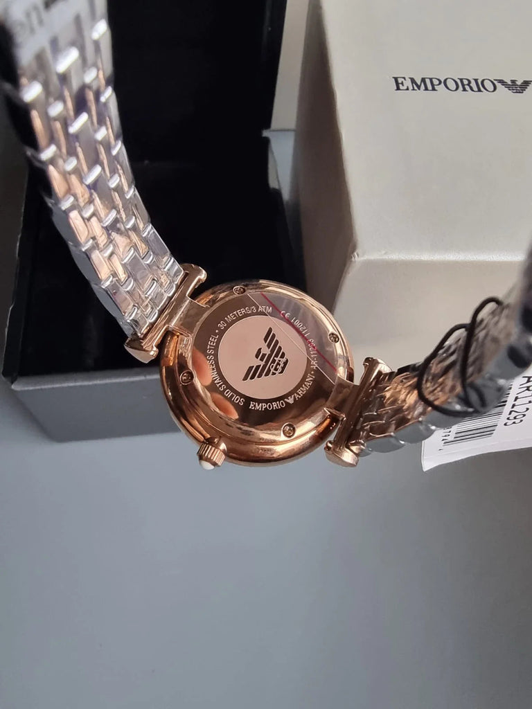 Emporio Armani Gianni T-Bar Silver Dial Two Tone Steel Strap Watch For Women - AR11293 Buy Now By Emporio Armani