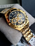 Guess Continental Black Dial Gold Steel Strap Watch for Men - GW0260G2 Buy Now By Guess