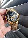 Guess Continental Black Dial Gold Steel Strap Watch for Men - GW0260G2 Buy Now By Guess