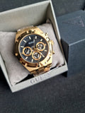 Guess Continental Black Dial Gold Steel Strap Watch for Men - GW0260G2 Buy Now By Guess