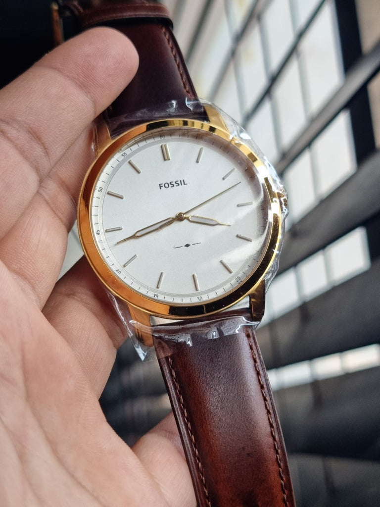 Fossil The Minimalist White Dial Brown Leather Strap Watch for Men - FS5397 Buy Now By Fossil