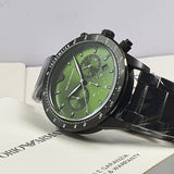 Emporio Armani Mario Chronograph Green Dial Black Steel Strap Watch For Men - AR11472 Buy Now By Emporio Armani