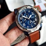 Fossil Bronson Chronograph Luggage Blue Dial Brown Leather Strap Watch for Men - FS5829 Buy Now By Fossil