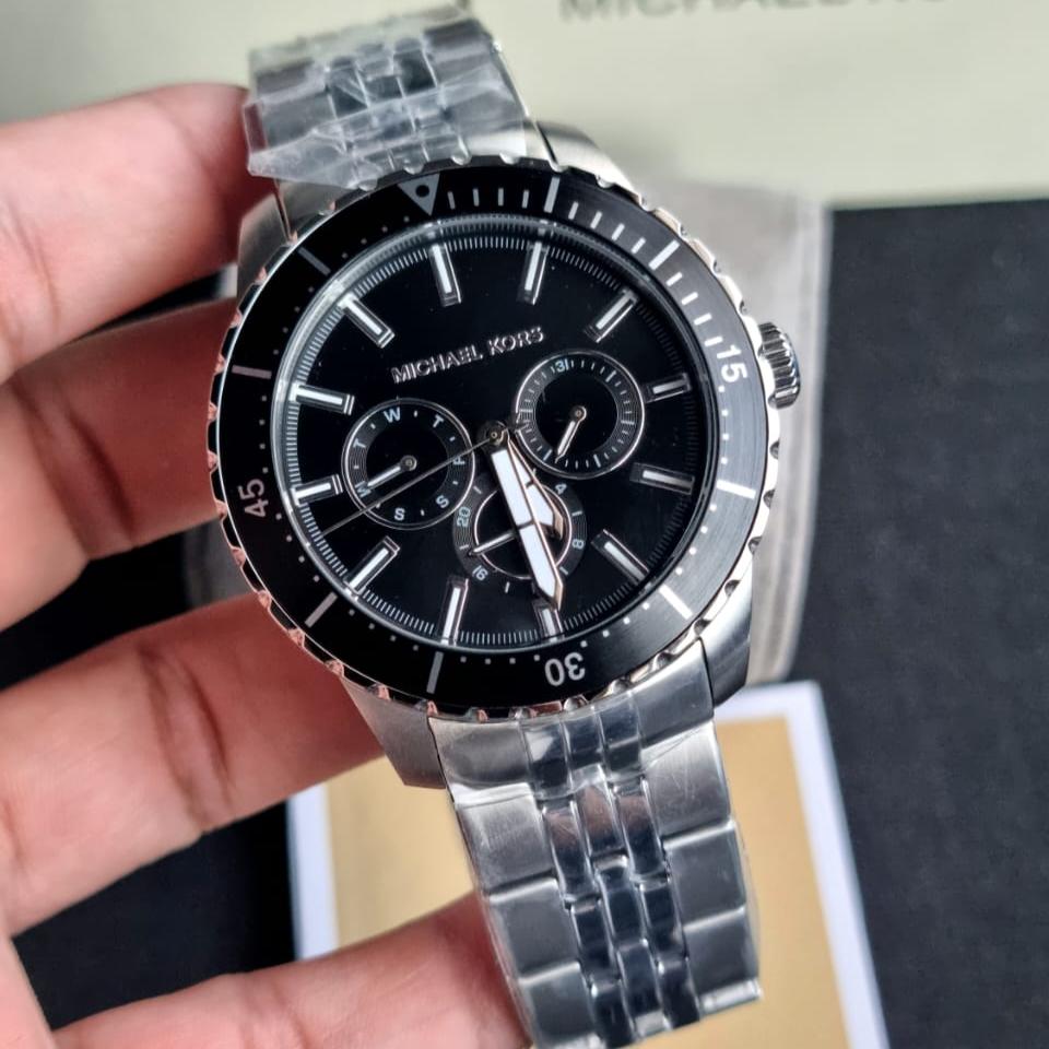 Michael Kors Cunningham Multifunction Black Dial Silver Steel Strap Watch For Men - MK7156 Buy Now By Michael Kors