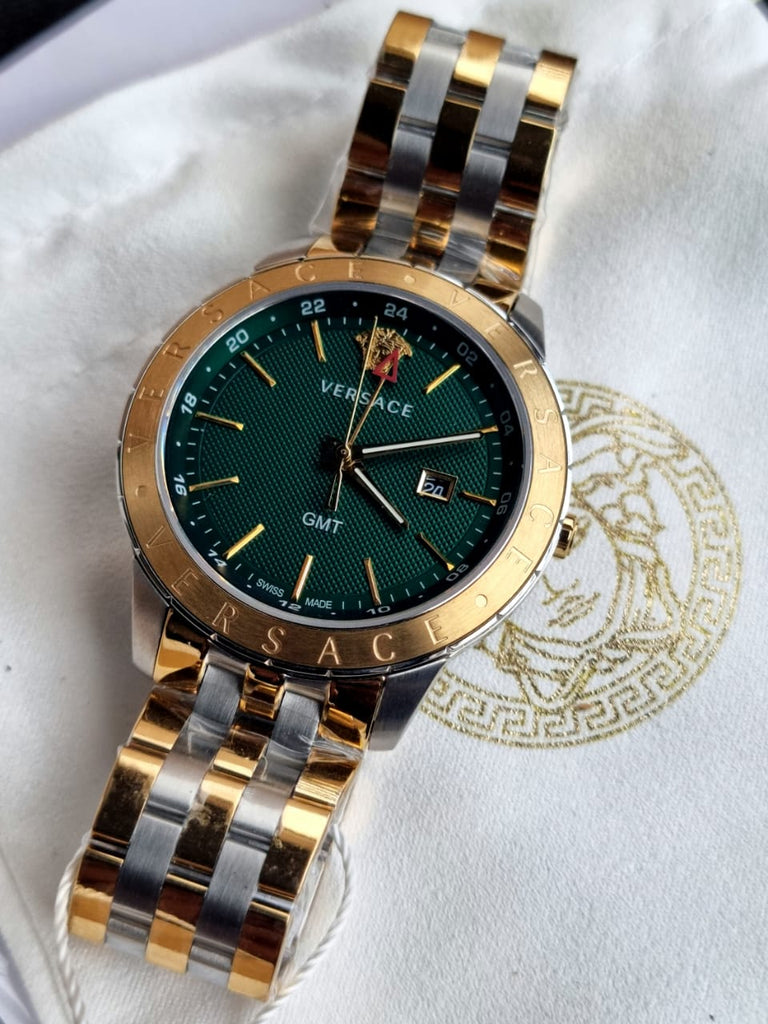 Versace Univers Quartz Green Dial Two Tone Steel Strap Watch for Men - VEBK00718 Buy Now By Versace