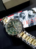 Guess Hendrix Green Dial Two Tone Steel Strap Watch For Men - GW0066G2 Buy Now By Guess